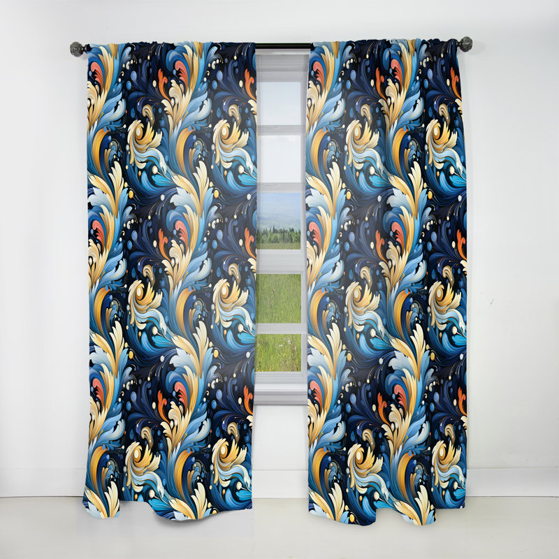 Futuriste fusion à motif cachemire III - Rideau glamour - Velours obscurcissant - 1 panneau, L 52 po x L 90 po