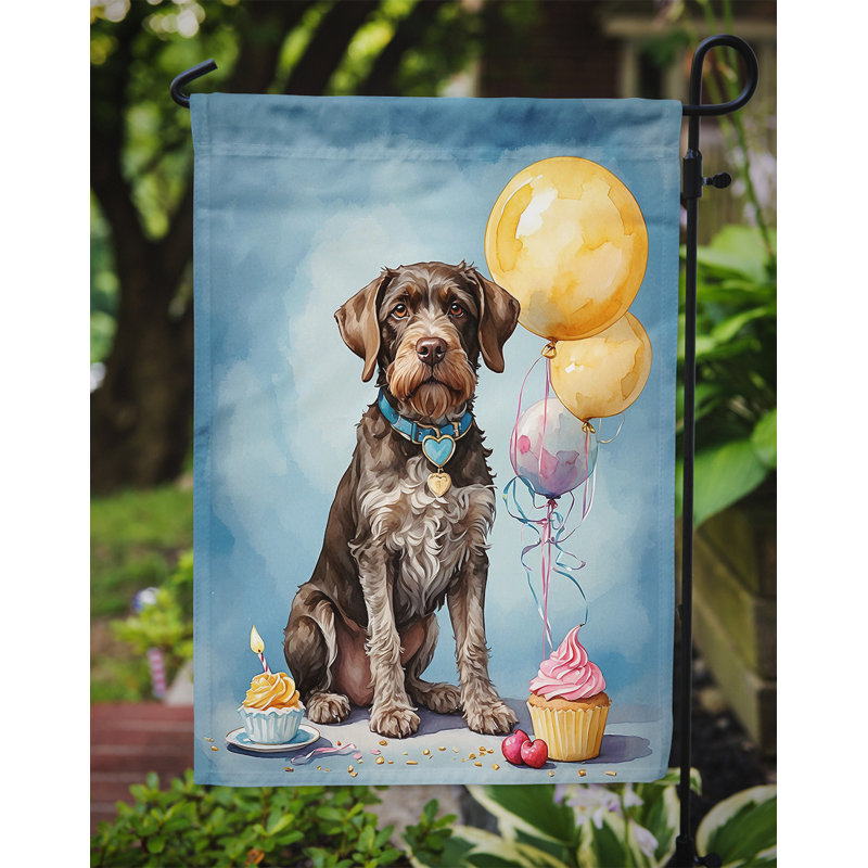Drapeau de jardin «Happy Birthday», Braque allemand à poil dur