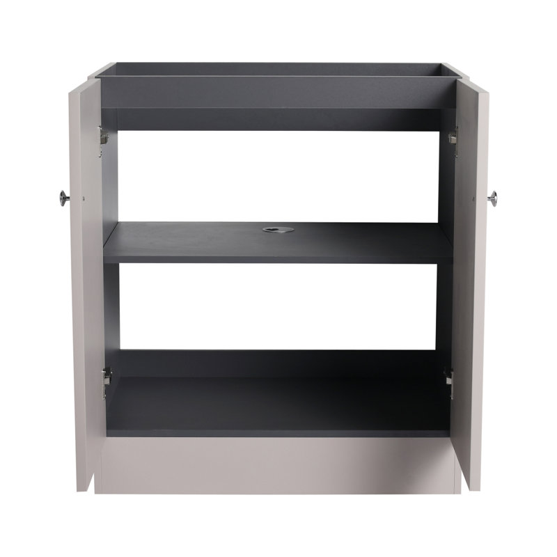 Meuble-lavabo autoportant 30 po et 2 portes d'armoire à fermeture en douceur (emballage KD) - sans le lavabo, Kaki