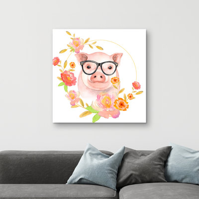 Happy little pig - 32"x32" art on canvas
