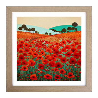 Poppy Field Deco No.1 - Framed Print