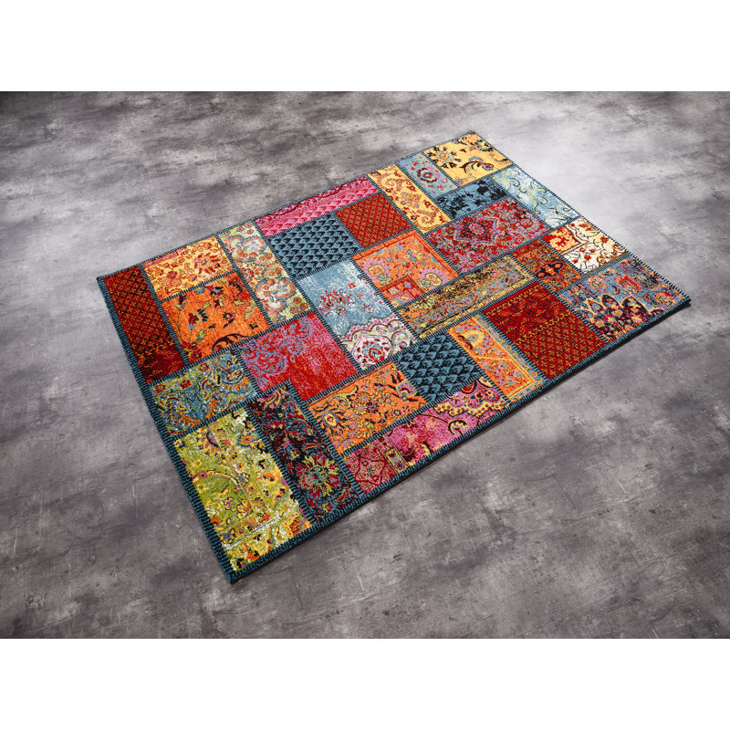 Rigoberto Patchwork Shag Area Rug, Runner 65 x 130cm