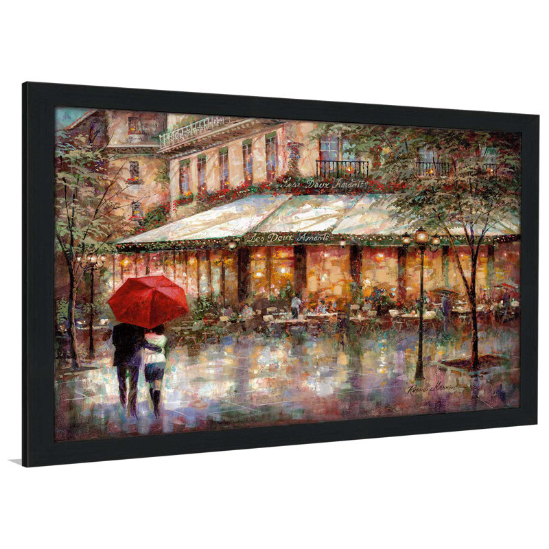 « les deux amants », reproduction de peinture à l’huile encadrée, H 27,5 po x l 39,5 po x P 0,75 po