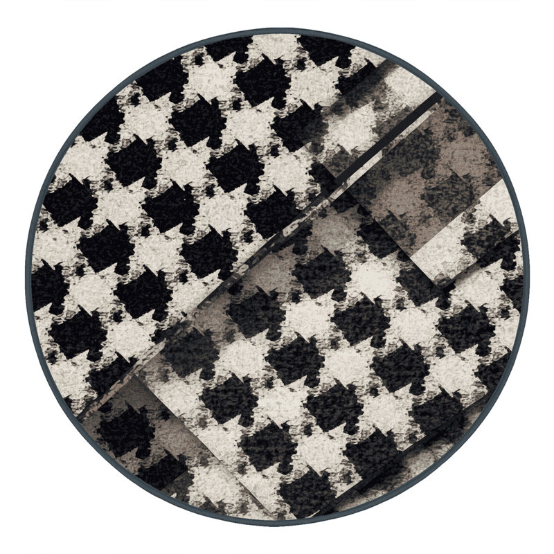 Tapis à carreaux gris BCBG lavable à la machine Arverne, 8' Round