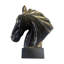 Sculpture de cheval en céramique noire et dorée 12 po