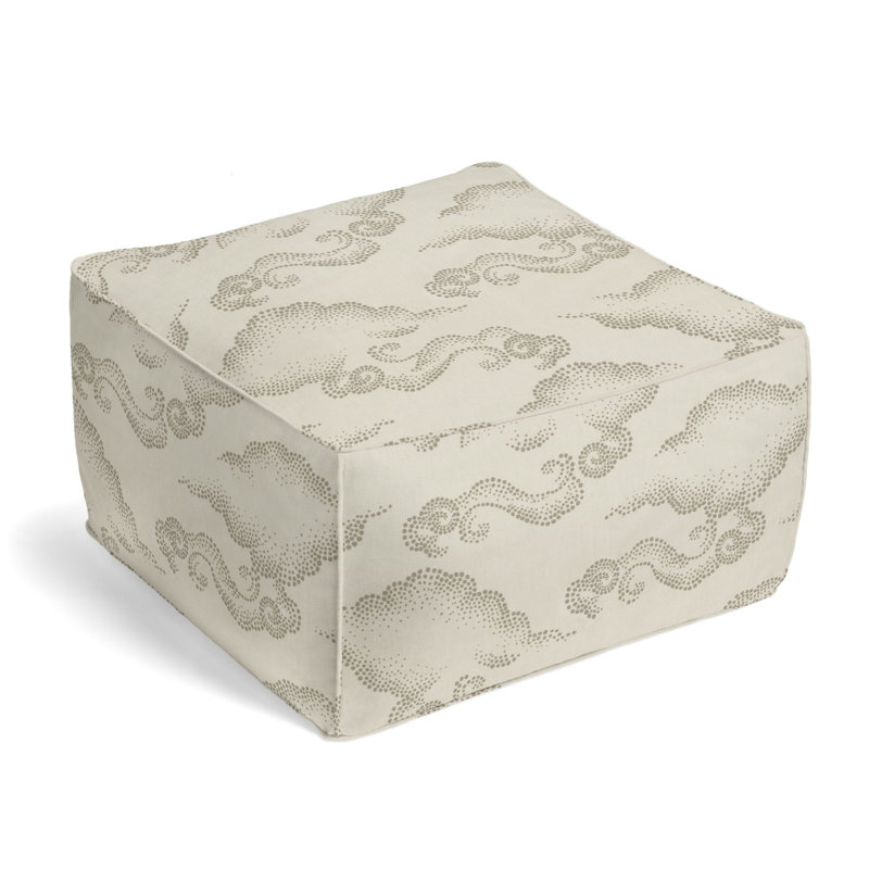 Upholstered Pouf, Pearl 100% Cotton