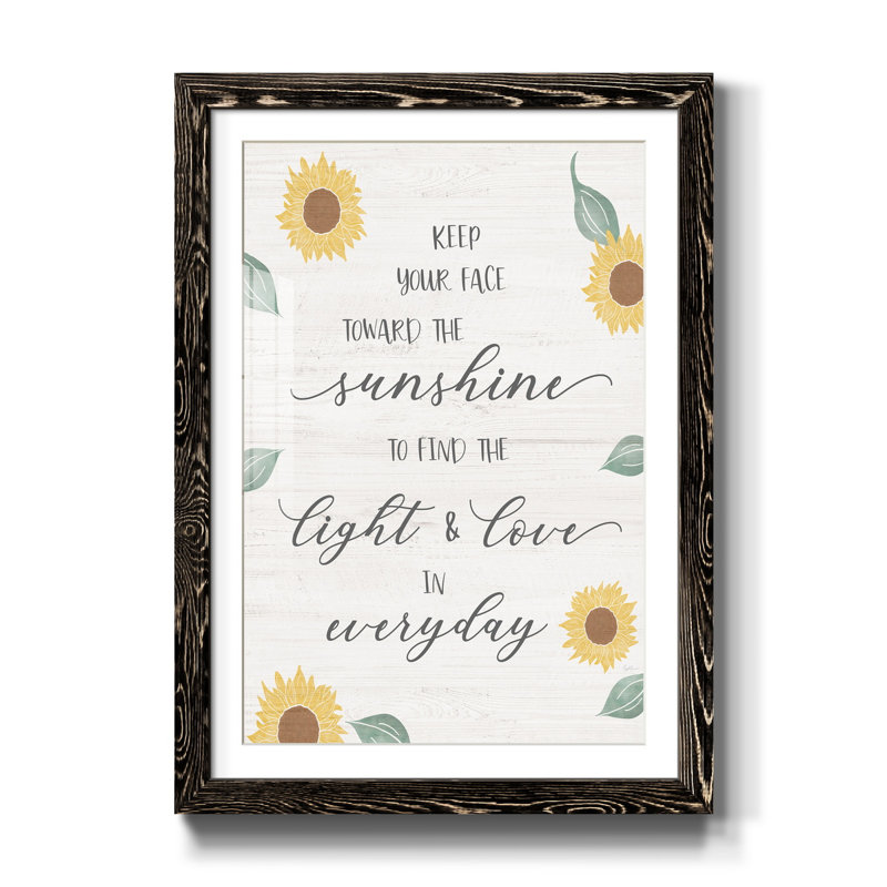 Vers le soleil - Cadre photo, impression d'art textuel sur papier, H 37,5 po x l 27,5 po x P 1,5 po, Papier avec cadre noir