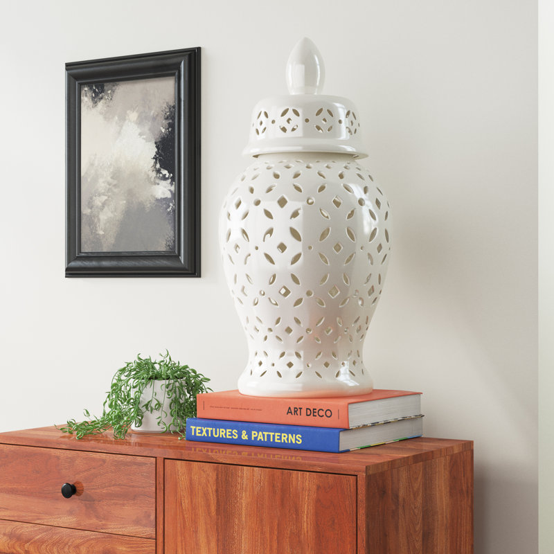 Pot à gingembre en céramique Austra, H 24 po x l 11,81 po x P 11,81 po, Blanc