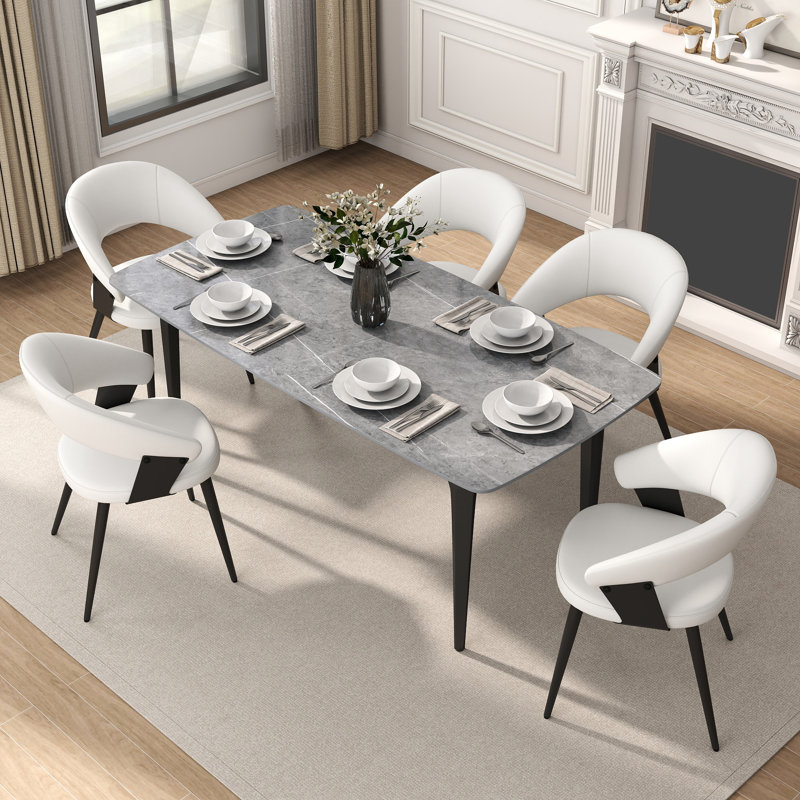 Table de salle à manger Yianna, H 29,53 po x L 71 po x l 35,5 po, Gris, Noir