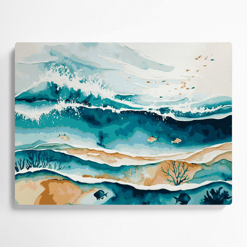«Hawaiian Lagoon Waters», art mural en métal beige, H 20 po x l 30 po