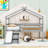 Twin Wood Low House Loft Bed With Slide, Ladder, And Safety Guardrails-1614469902