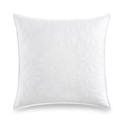 kate spade new york Spade Floral Euro Sham, 26" x 26" Decorative Pillow Cover, Single 100% Cotton Sateen Cover, Machine Washable, Bright White