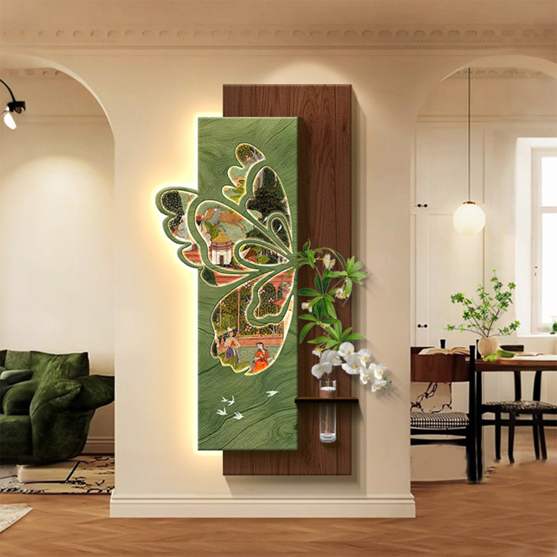 Brown + Green Rectangle Sandstone Wall art, 39.37" H x 19.69" W x 1.97" D