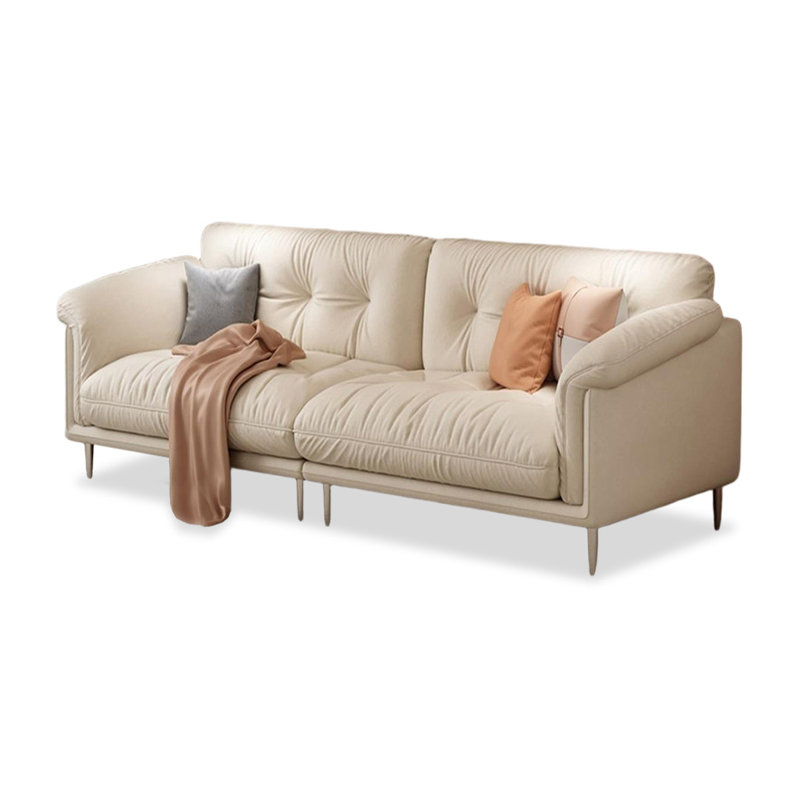 Coussin modulaire beige en polyester, 33.46" H x 94.49" W x 31.5" D, Beige