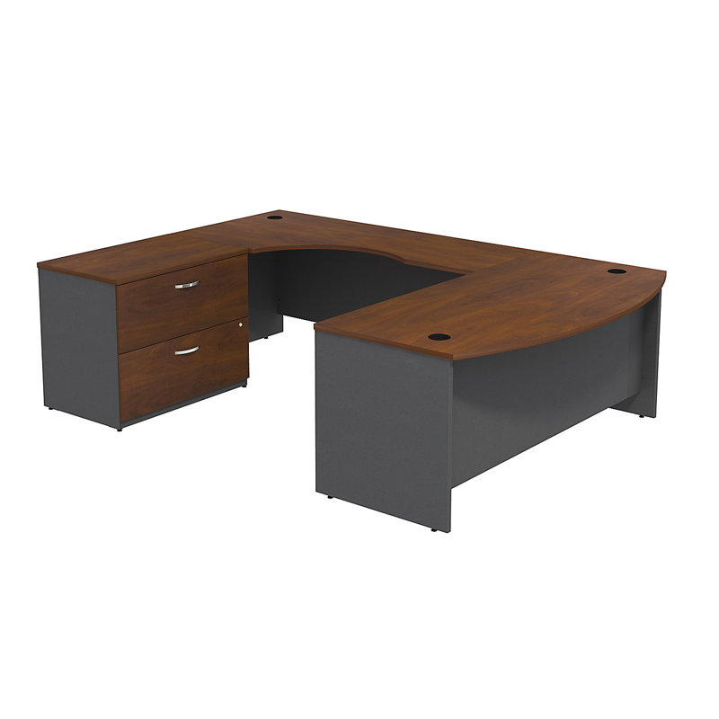 Bureau de direction en U Series C, Cerisier Hansen / gris graphite, Gauche