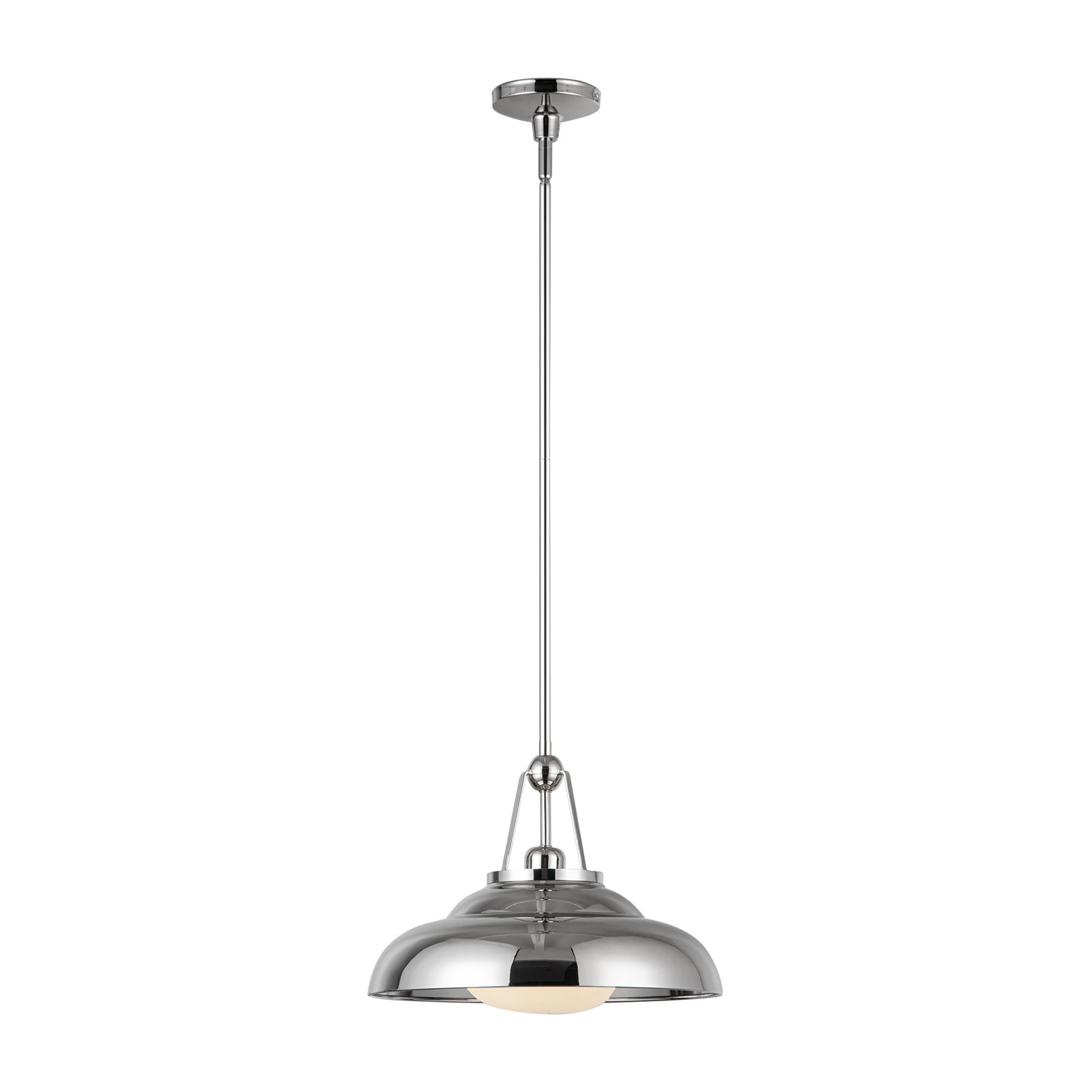Palmetto Single Light Steel Pendant, Polished Nickel, 11.63" H x 14.5" W x 14.5" D