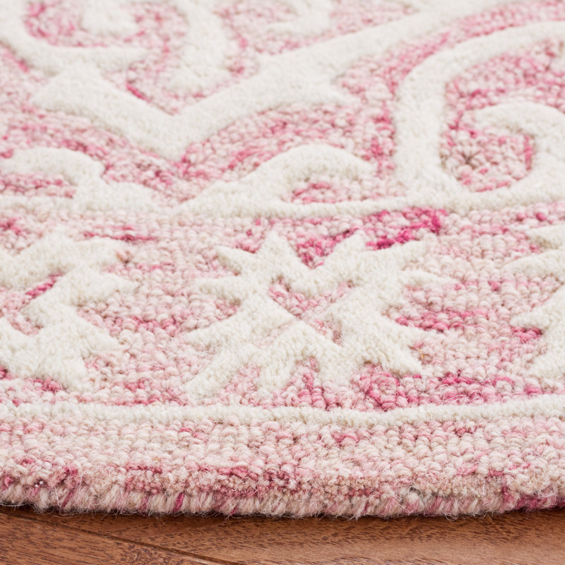 Metro Hand Tufted Wool And Cotton With Latex Damask Rug, Round 6'