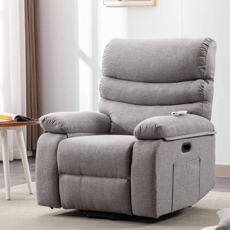 Heated Massage Chair, Light Grey Linen