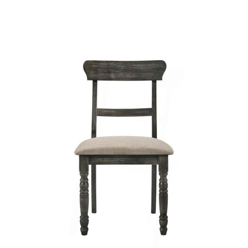 Light Brown Linen Weathered Grey Finish Side Chair,Set Of 2