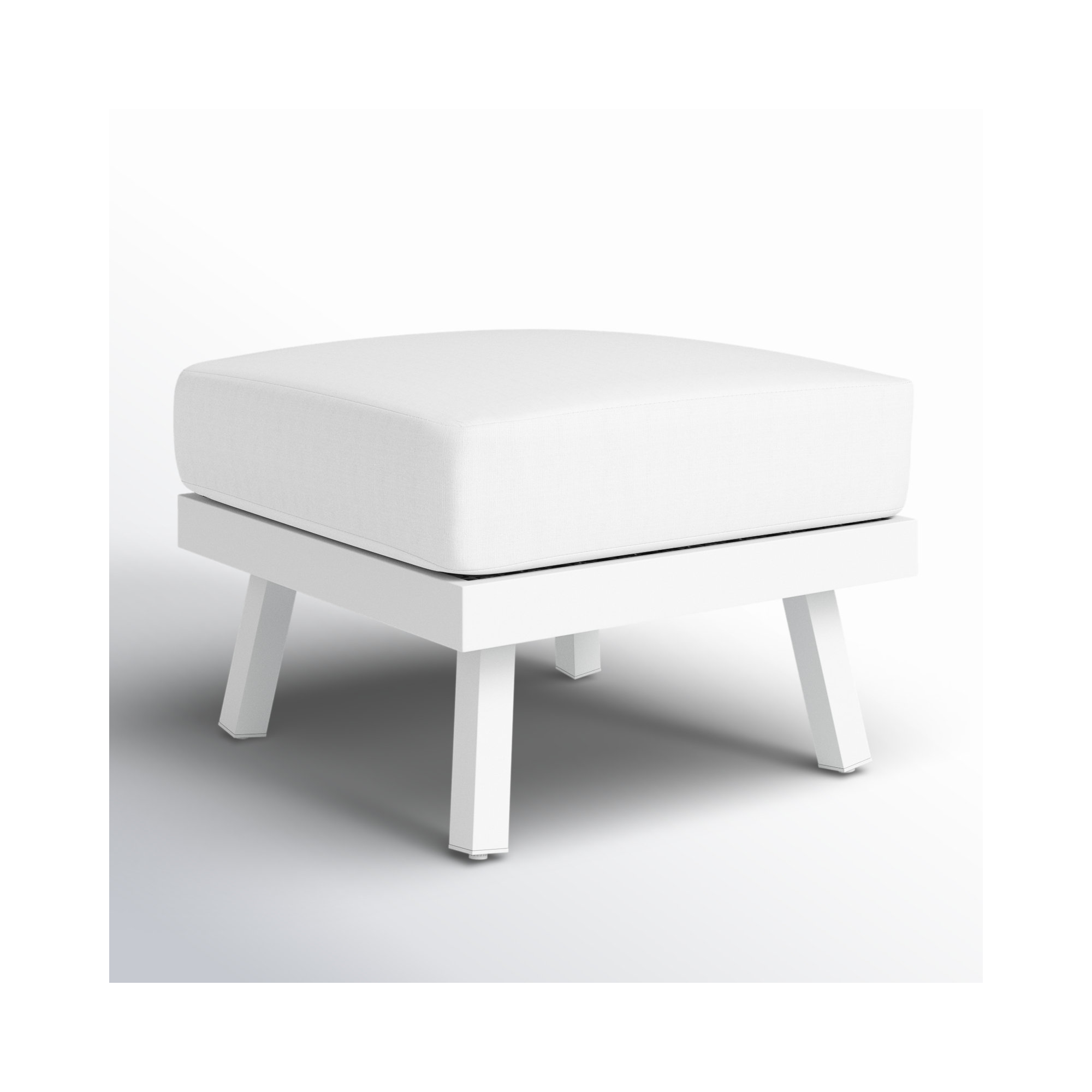Armando Upholstered Outdoor Ottoman with Sunbrella® Cushion, White, White Sunbrella®