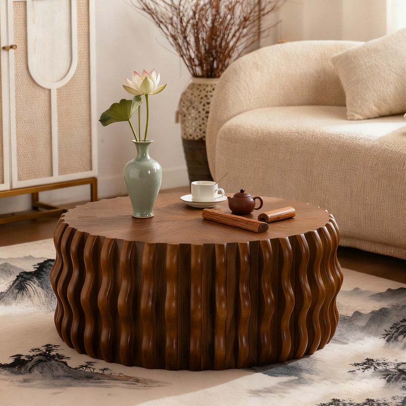 31.50" Ribbed Wave Round Coffee Table