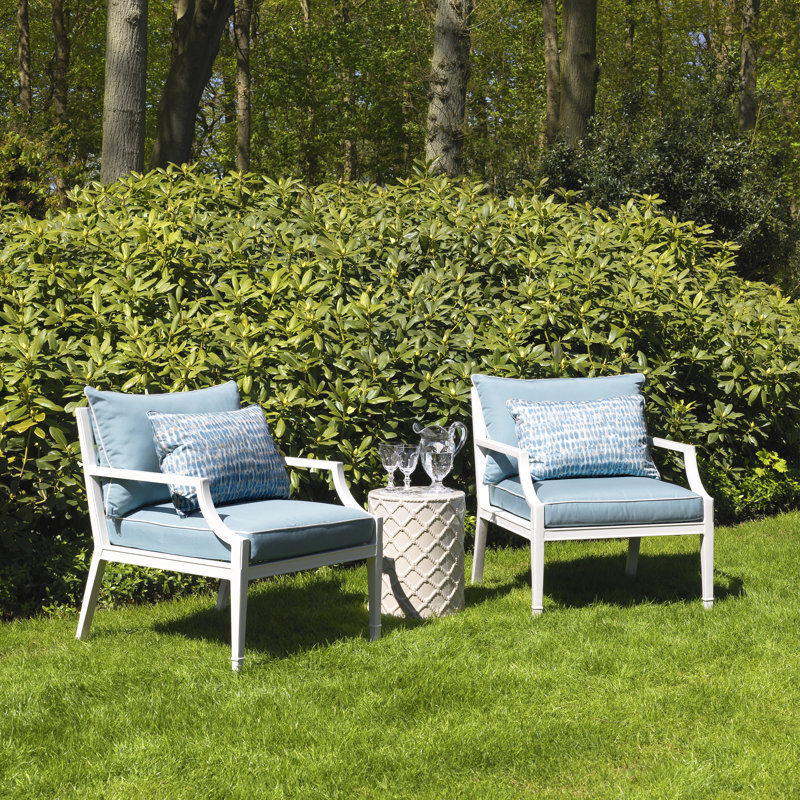 Chaise de patio avec coussins Bella Vista, Cadre noir mat / coussin blanc