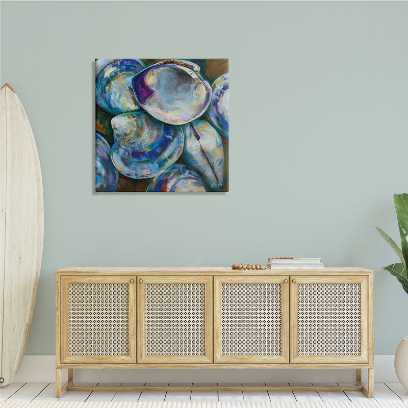 Coquille de palourde moderne, invertébré côtier, peinture expressive encadrée en blanc, estampe numérique de Jeanette Vertentes