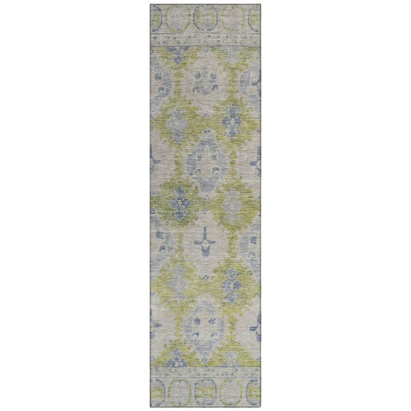 Machine Washable Indoor/Outdoor Xhevrie Aloe Rug, Runner 2'3" x 7'6"