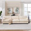 Canapé d'angle modulaire infonuagique, moderne et profond, pour le salon ; flanelle confortable et de première qualité pour la chambre ; dimensions généreuses (123 x 35 x 35 pouces) ; 5 coussins décoratifs inclus ; ensemble de 3 pièces en bois massif beige en forme de L ; modulable.-1859575587-1859575584