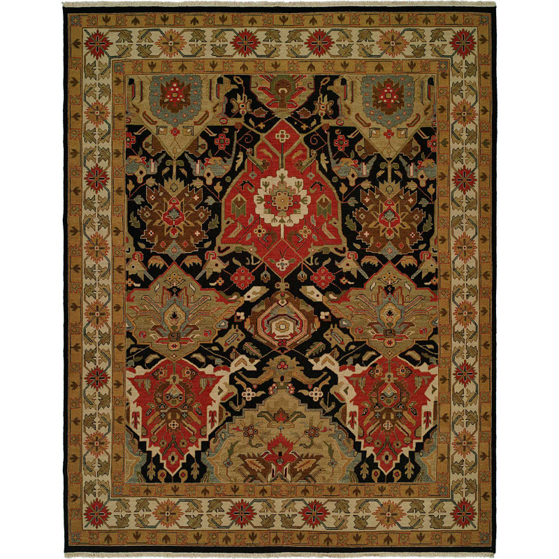 Wool Area Rug in Brown, Rectangle 10' x 14'