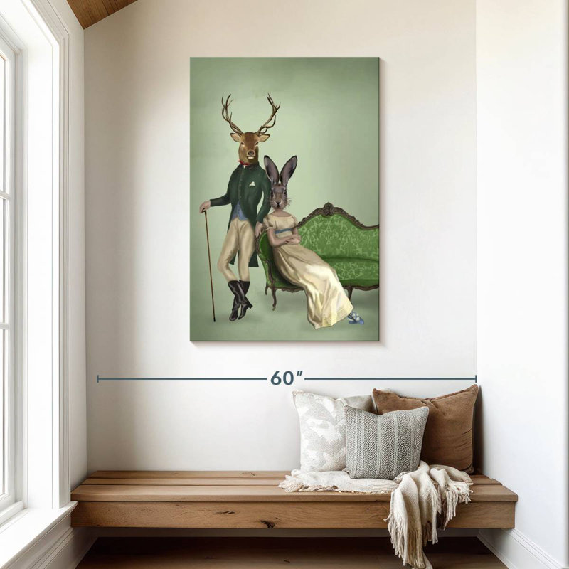 Ketti Mr. Deer And Mrs. Rabbit I, 45" H x 30" W