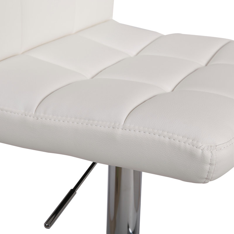 Batty Swivel Upholstered Adjustable Height Counter Stool with Metal Frame, White