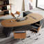 Bureau de direction courbé en bois massif avec tiroirs Nut-brown-489605049-489605051