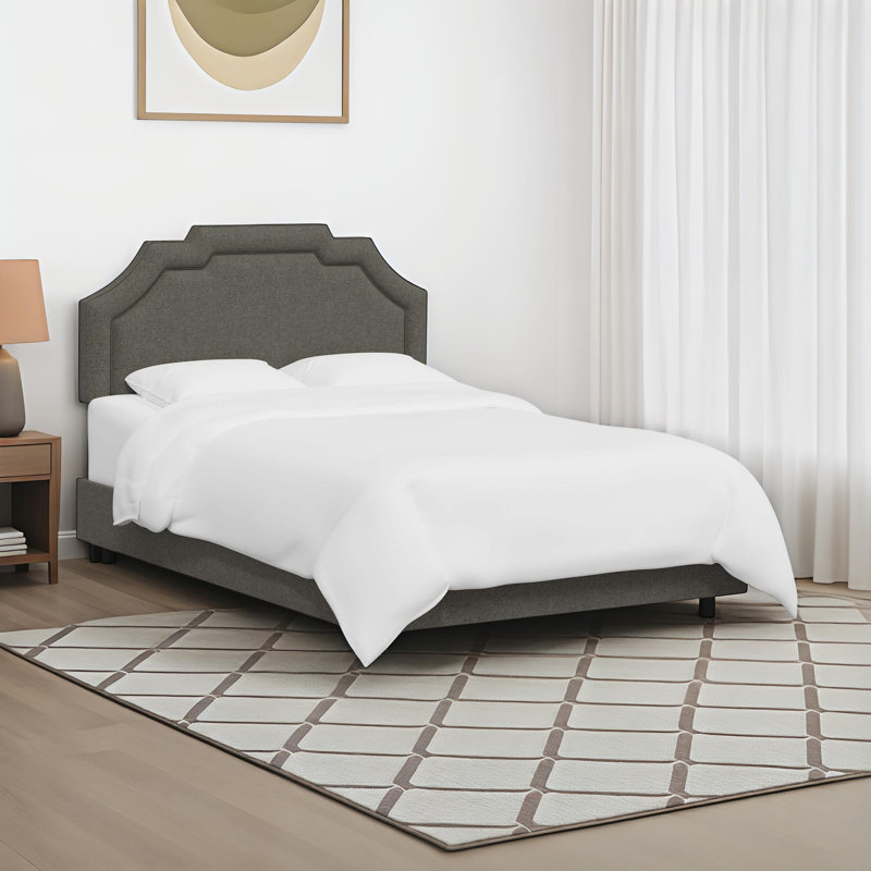 Aleanah Upholstered Standard Bed, Twin, Zuma Charcoal Textured Linen