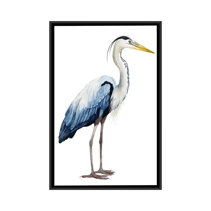 «Seabird Heron II», impression sur toile, H 26 po x l 18 po x P 1,5 po, Toile avec cadre flottant noir, Pas de tapis
