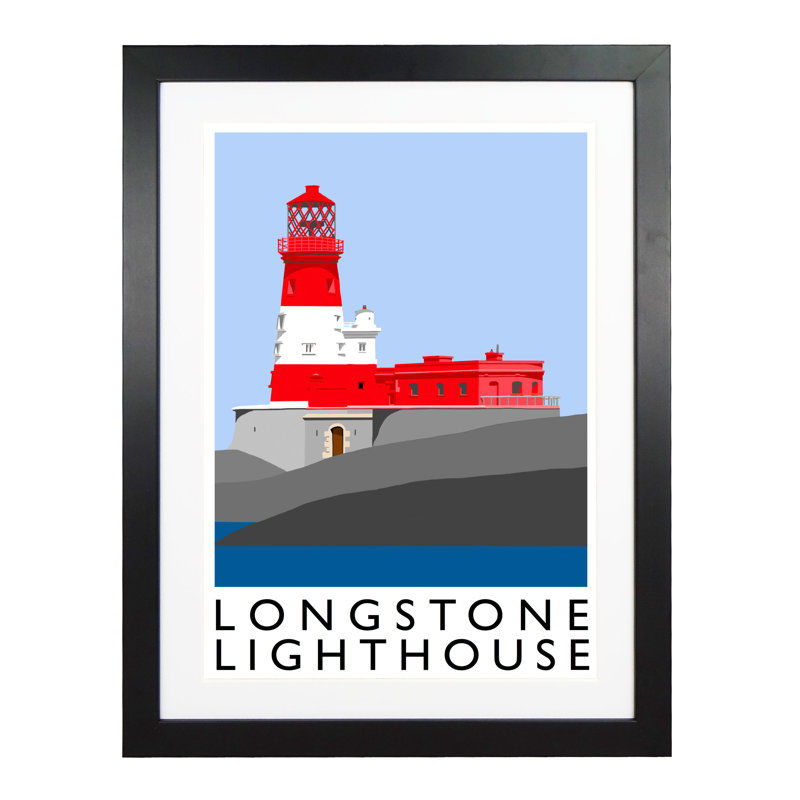 Longstone Lighthouse 1 Piece Wall Art, 54 cm H x 44 cm W x 2.2 cm D, Black Wood Frame