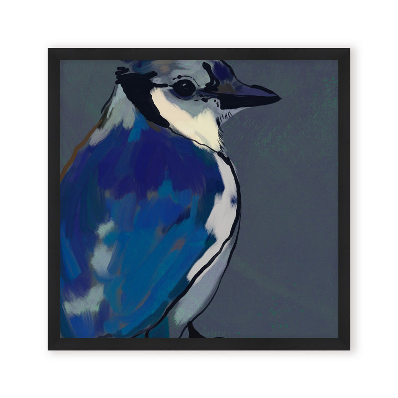 Nature Inspired Azure Aviary, 16" H x 16" W, Framed Matted Print, Black
