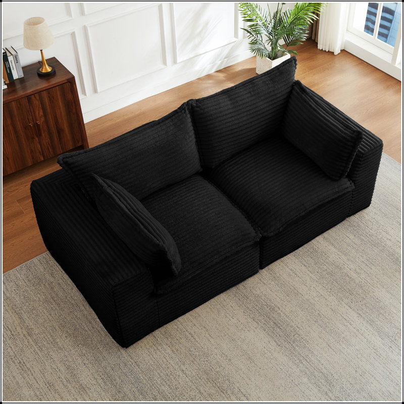 Canapé modulaire surdimensionné désossé surdimensionné, modulaire moderne pour un confort et un style ultimes, Noir