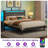Platform Bed with Upholstered Headboard ,Bed Frame with LED lights and Charging Station-446560710-446560711