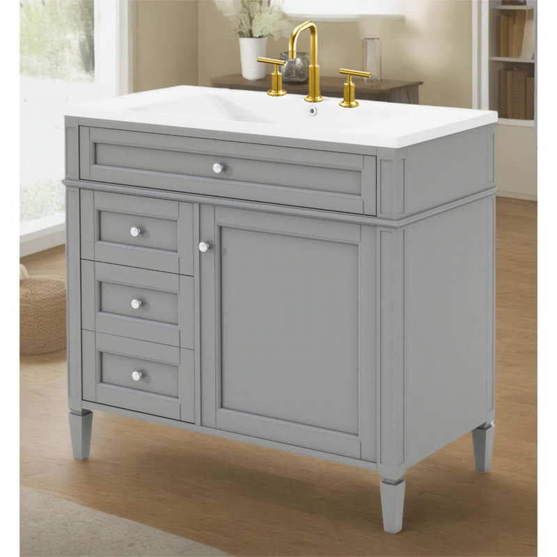 Meuble-lavabo moderne 36 "avec lavabo supérieur, Gris