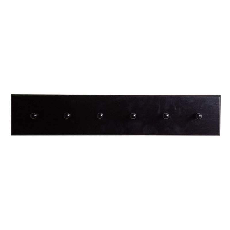 Hopley Solid Wood Wall 6 - Hook Wall Mounted Coat Rack, Black