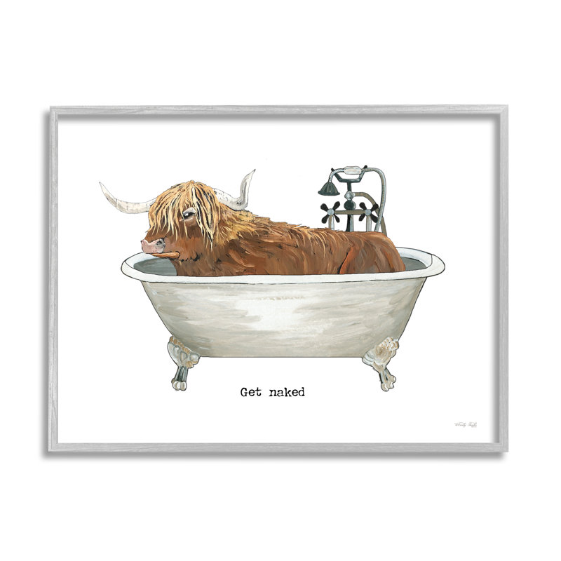 «Get N nu», signe «Highland Clever Animal» - cadre flottant, impression sur bois, H 24 po x l 30 po x P 1,5 po