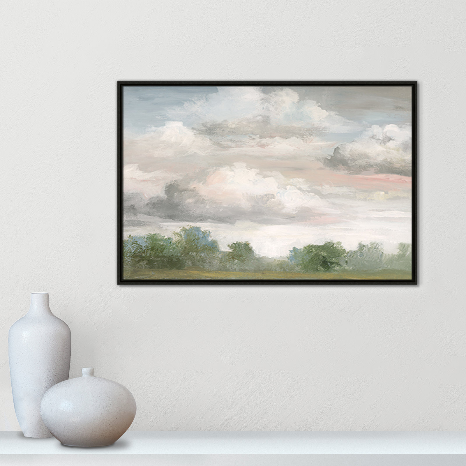 Frangia "Pastel Morning Sky" Print by Nan, 25.5" H x 37.5" W x 2" D, Espresso Framed