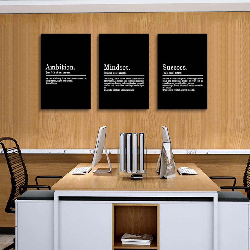 3 Piece Wrapped Canvas Print, Black