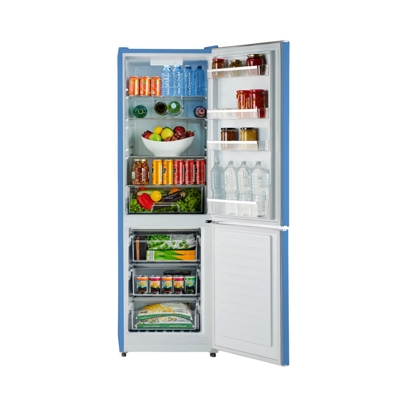 Réfrigérateur à congélateur inférieur 23 pi cu 11 pi Retro, Droite, Bleu clair