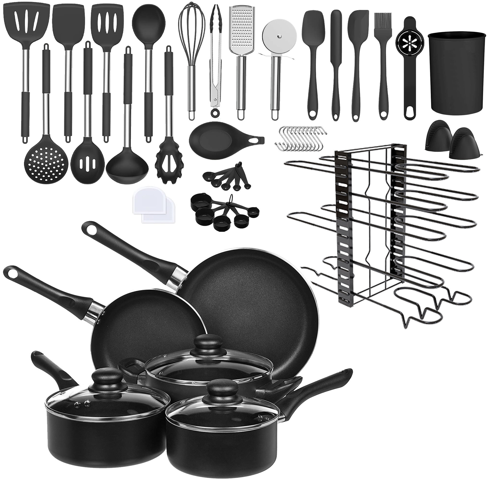 HD 11pcs Kitchen Utensils Nonstick Cookware Set Cooking Pot Set
