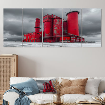 Ensemble de salon mural rouge et gris
