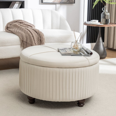 Repose-pieds rond avec rangement en velours Bula