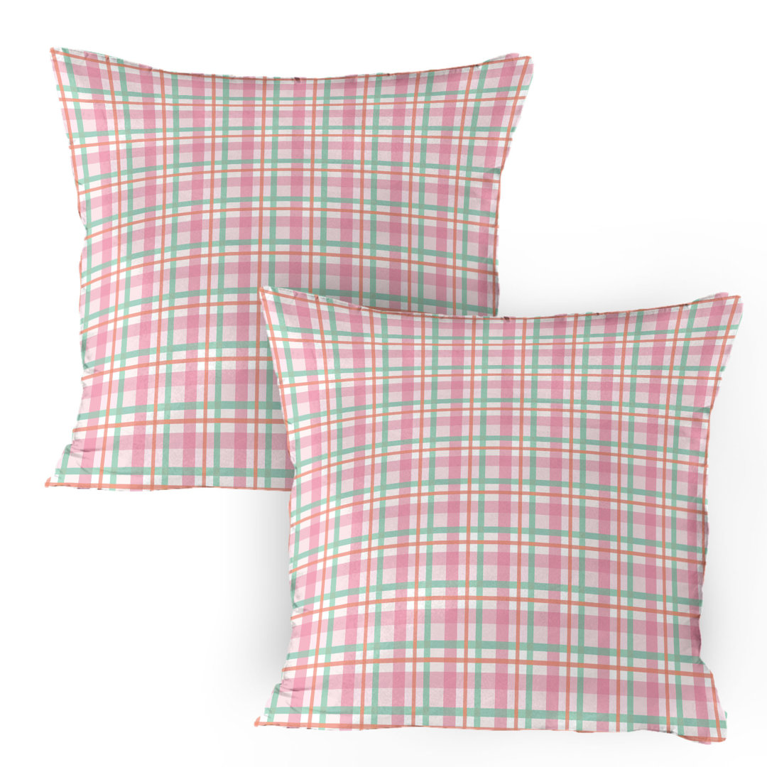 Kissenbezug Packung mit 2, Pastellfarbe Checkered, Mint Salmon Pale Pink