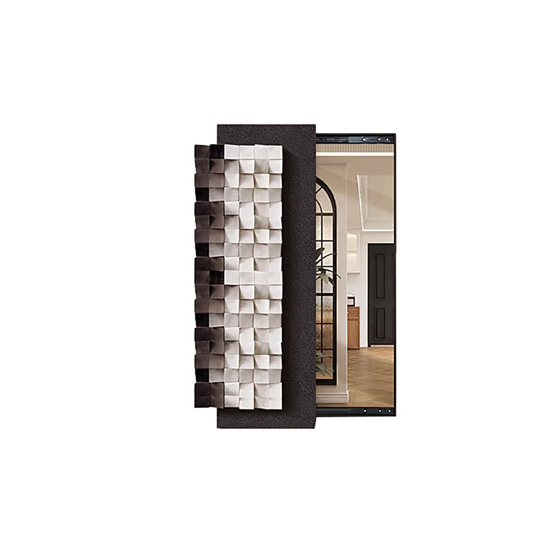 16.14"Minimalist black full-length mirror with sliding mechanism, 40.16" x 16.14"